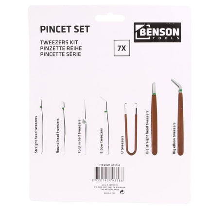 Benson Pincetset - 7-delig - Voor Precisiewerk & Fijnmechanica