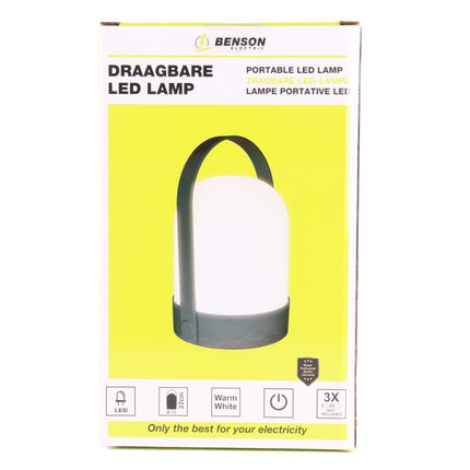 Benson Draagbare LED Lamp - 70 Lumen - Warm Licht - Ø 13 x 22 cm - Zwart