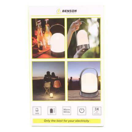 Benson Draagbare LED Lamp - 70 Lumen - Warm Licht - Ø 13 x 22 cm - Zwart