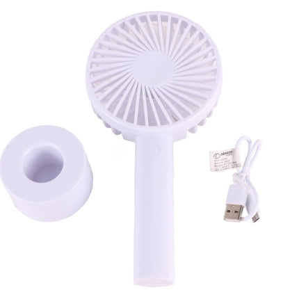 Benson Oplaadbare Handventilator - 3 Snelheden - Inclusief Bureauhouder - Wit