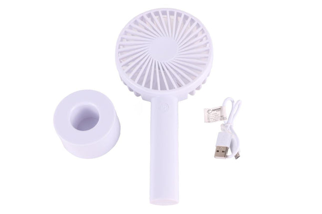 Benson Oplaadbare Handventilator - 3 Snelheden - Inclusief Bureauhouder - Wit