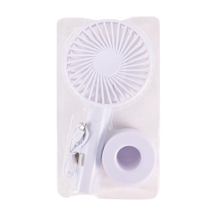 Benson Oplaadbare Handventilator - 3 Snelheden - Inclusief Bureauhouder - Wit