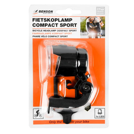 Benson Compacte LED Fietskoplamp - Sportief - Waterdicht - Wit - Incl. Batterijen