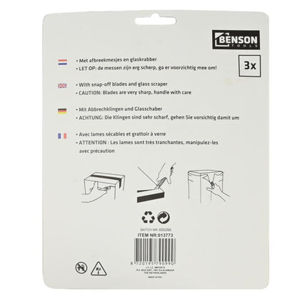 Benson 3-delige Set: Glaskrabber & Afbreekmessen - Geel