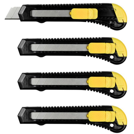 Benson Afbreekmessen Set - 18 mm - 4 Stuks - Zwart/Geel