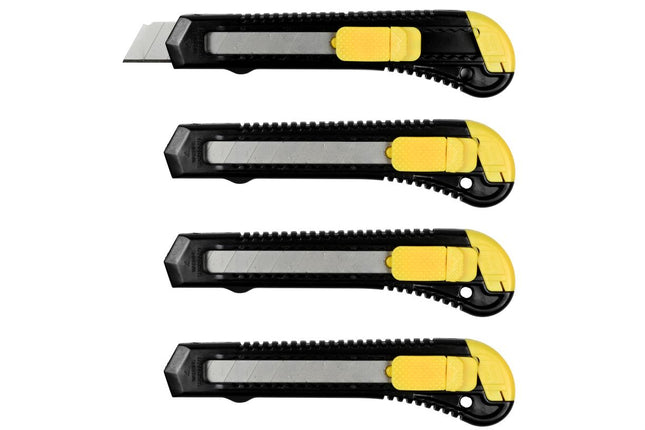 Benson Afbreekmessen Set - 18 mm - 4 Stuks - Zwart/Geel
