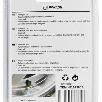 Benson Luxe Ventieldoppen – 4-delig – Aluminium met Kunststof Binnenwerk – Universeel