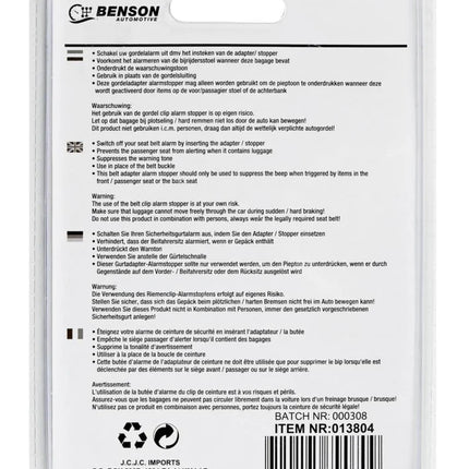 Benson Gordelalarm Stopper - 2 Stuks - Tegen Piepen - Voor Bagage