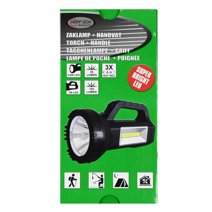 Hofftech 2-in-1 LED & COB Werklamp – 1W – 105 Lumen – Handvat – Ultra Lange Gebruiksduur