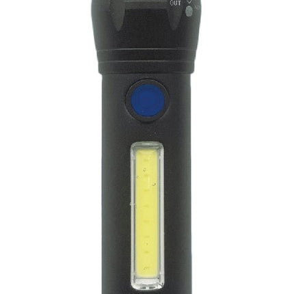 Hofftech Tactical 2-in-1 LED & COB Zaklamp – 116 mm – Oplaadbaar – Ultra Compact