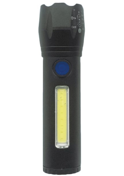 Hofftech Tactical 2-in-1 LED & COB Zaklamp – 116 mm – Oplaadbaar – Ultra Compact