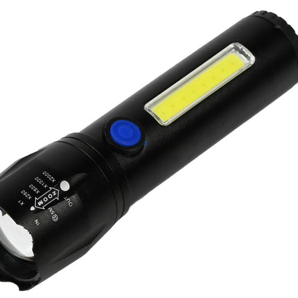 Hofftech Tactical 2-in-1 LED & COB Zaklamp – 116 mm – Oplaadbaar – Ultra Compact