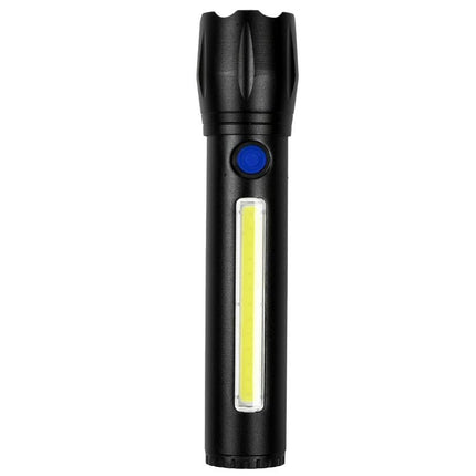 Hofftech Tactical 2-in-1 LED & COB Zaklamp – 141 mm – Oplaadbaar – 150 Meter Bereik
