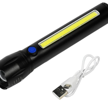Hofftech Tactical 2-in-1 LED & COB Zaklamp – 166 mm – Oplaadbaar – 1500m Bereik