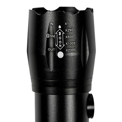 Hofftech Tactical 2-in-1 LED & COB Zaklamp – 166 mm – Oplaadbaar – 1500m Bereik