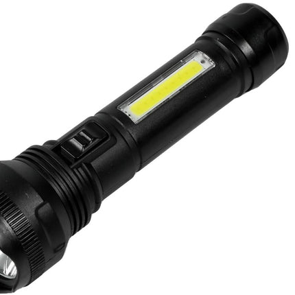Hofftech 2-in-1 LED & COB Zaklamp – 1W + 3W – Oplaadbaar – Zwart