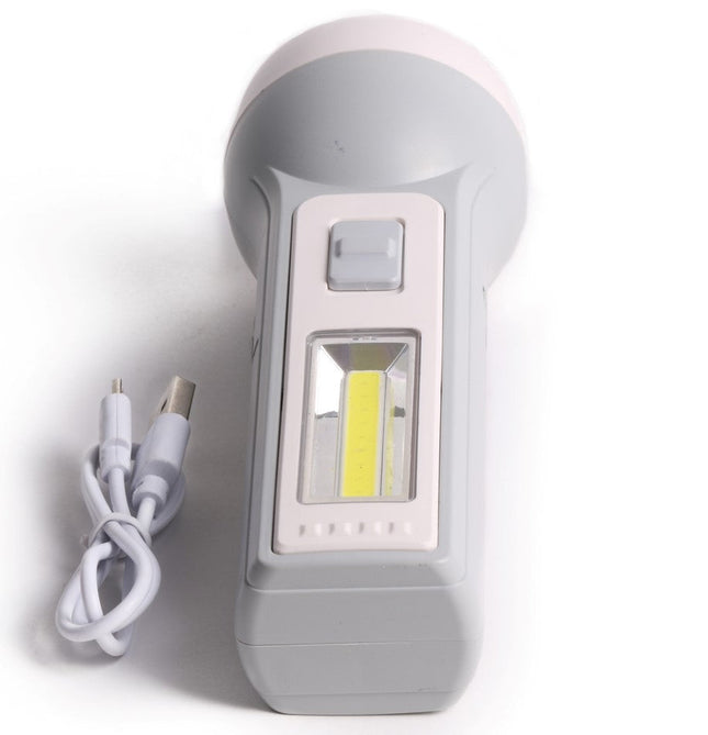 Hofftech 2-in-1 LED & COB Zaklamp – 1W + 1W – Oplaadbaar – Grijs