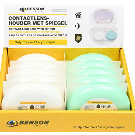 Benson Contactlenshouder Reisset - Met Spiegel, Pincet & Flesje