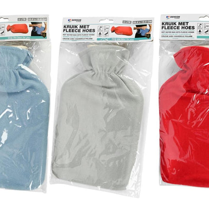 Benson Warmwaterkruik met Fleece Hoes – 2 Liter – Diverse Kleuren