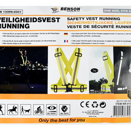 Benson Veiligheidsvest - Geel - Reflecterend - Universele Pasvorm