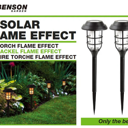 Benson Solar Tuinlamp Fakkel – Set van 3 – Realistisch Vlameffect – 43 cm