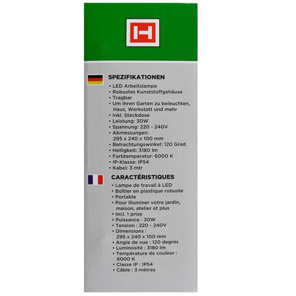 Hofftech LED Bouwlamp 30W - 3180 Lumen - Met Geïntegreerd Stopcontact