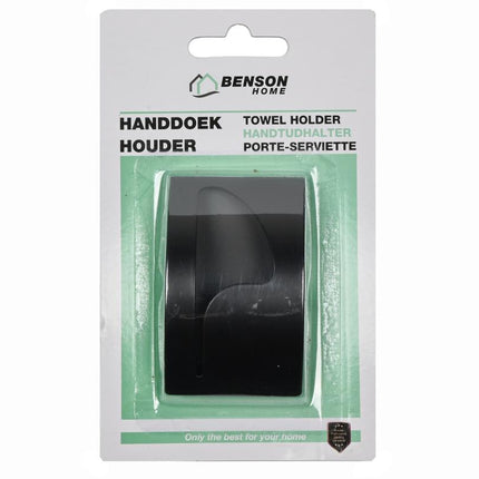 Benson Luxe Handdoekhouder - Zwart Geborsteld RVS - 50 x 85 mm