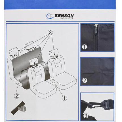 Benson Auto Achterbankbeschermer – 130 x 135 cm – Waterbestendig Nylon – Zwart
