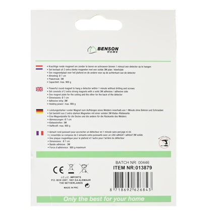 Benson Magneet Montageset - Ø 7 cm - Zonder Boren - 3M Plakstrips - 2 Stuks