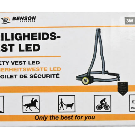 Benson COB LED Veiligheidsvest - Reflecterend - 3 Lichtstanden - Geel