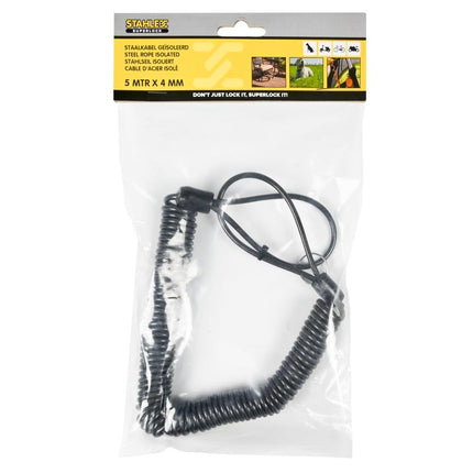 Stahlex Geïsoleerde Staalkabel - 4 mm x 5 meter - Met Lussen - Universeel