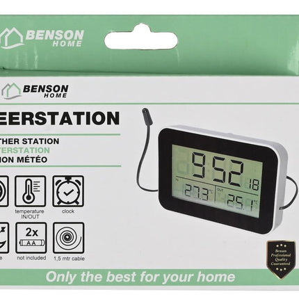 Benson Digitaal Weerstation - Thermometer & Alarmklok - Binnen en Buiten