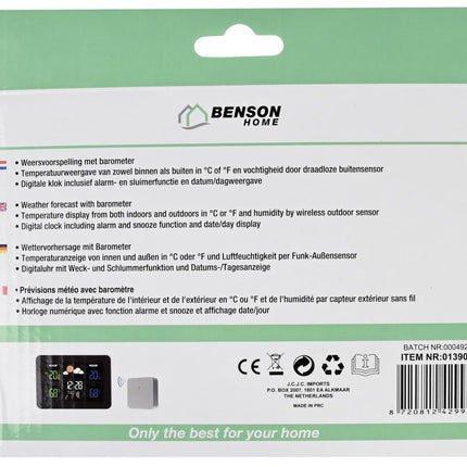 Benson Digitaal Weerstation met Barometer - Inclusief Buitensensor