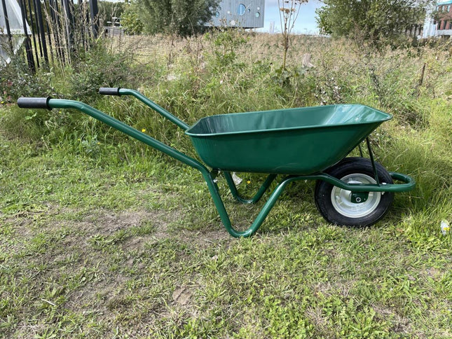 Benson Kruiwagen - 60 Liter - Groen Metaal - Met Semi-Massief Wiel
