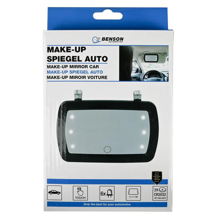 Benson Auto Make-up Spiegel – 6 LED’s – Touch-bediening – Voor Zonneklep