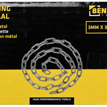 Benson Metalen Ketting - 3 meter x 3 mm - Universeel - Voor Algemeen Gebruik