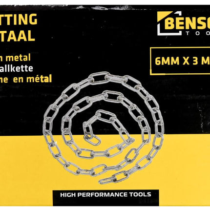 Benson Metalen Ketting - 3 meter x 6 mm - Universeel - Voor Algemeen Gebruik
