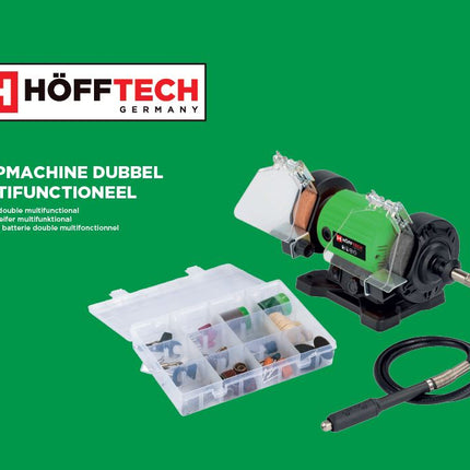 Hofftech Dubbele Slijpmachine - 120W - Inclusief Flexibele As & 103-delige Set