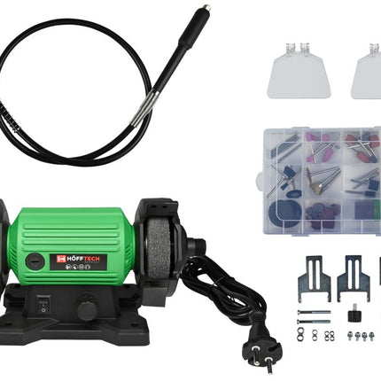 Hofftech Dubbele Slijpmachine - 120W - Inclusief Flexibele As & 103-delige Set