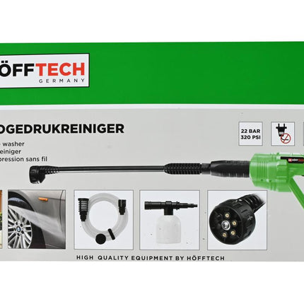 Hofftech Accu Hogedrukreiniger 20V – Draadloos – Incl. Water-aanzuigfunctie & 6m Slang