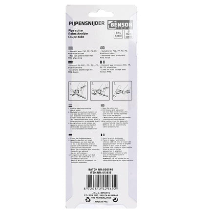 Benson Pijpensnijder - Ø 0-33 mm - SK5 Staal met PTFE Coating - Oranje