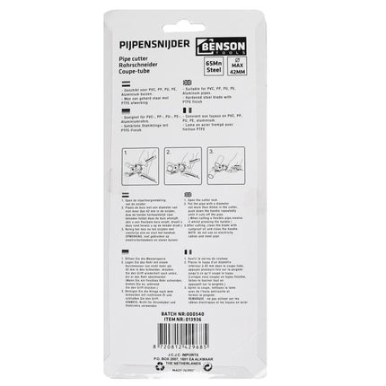 Benson Pijpensnijder - Ø 0 t/m 42 mm - PTFE Coating - Oranje