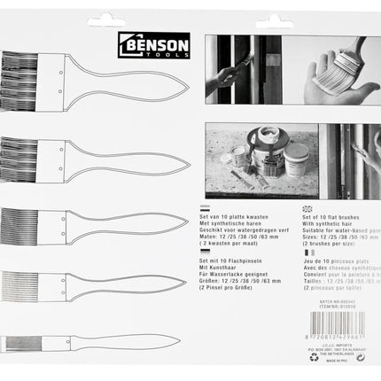 Benson Kwastenset Plat 10-delig - Synthetisch - 12 t/m 63 mm