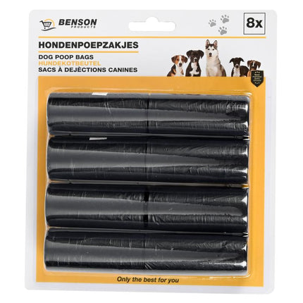 Benson Hondenpoepzakjes - 8 Rollen - 120 Stuks - Zwart - Sterk en Duurzaam