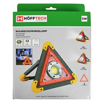 Hofftech LED Waarschuwingsdriehoek - 5W - 3 Lichtstanden - Pechhulp