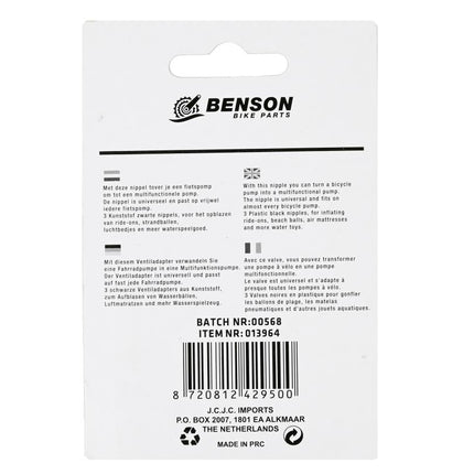 Benson Nippelset voor Opblaasspeelgoed - 3-delig - Universeel - Voor Fietspomp