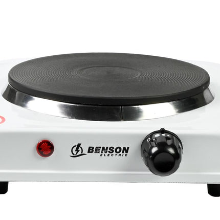 Benson Enkele Elektrische Kookplaat - 1000W - 5 Standen - Wit - 21 x 21 cm