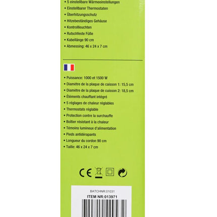 Benson Dubbele Elektrische Kookplaat - 2500W - 5 Standen per Zone - Zwart