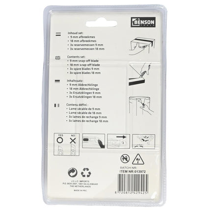 Benson Afbreekmessenset - 4-delig - 9 mm & 18 mm - Inclusief 6 Reservemessen
