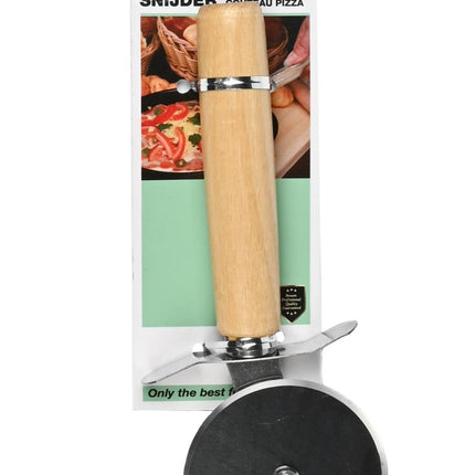 Benson Pizzasnijder - Scherp RVS Wiel - Klassiek Houten Handvat - 18,5 cm